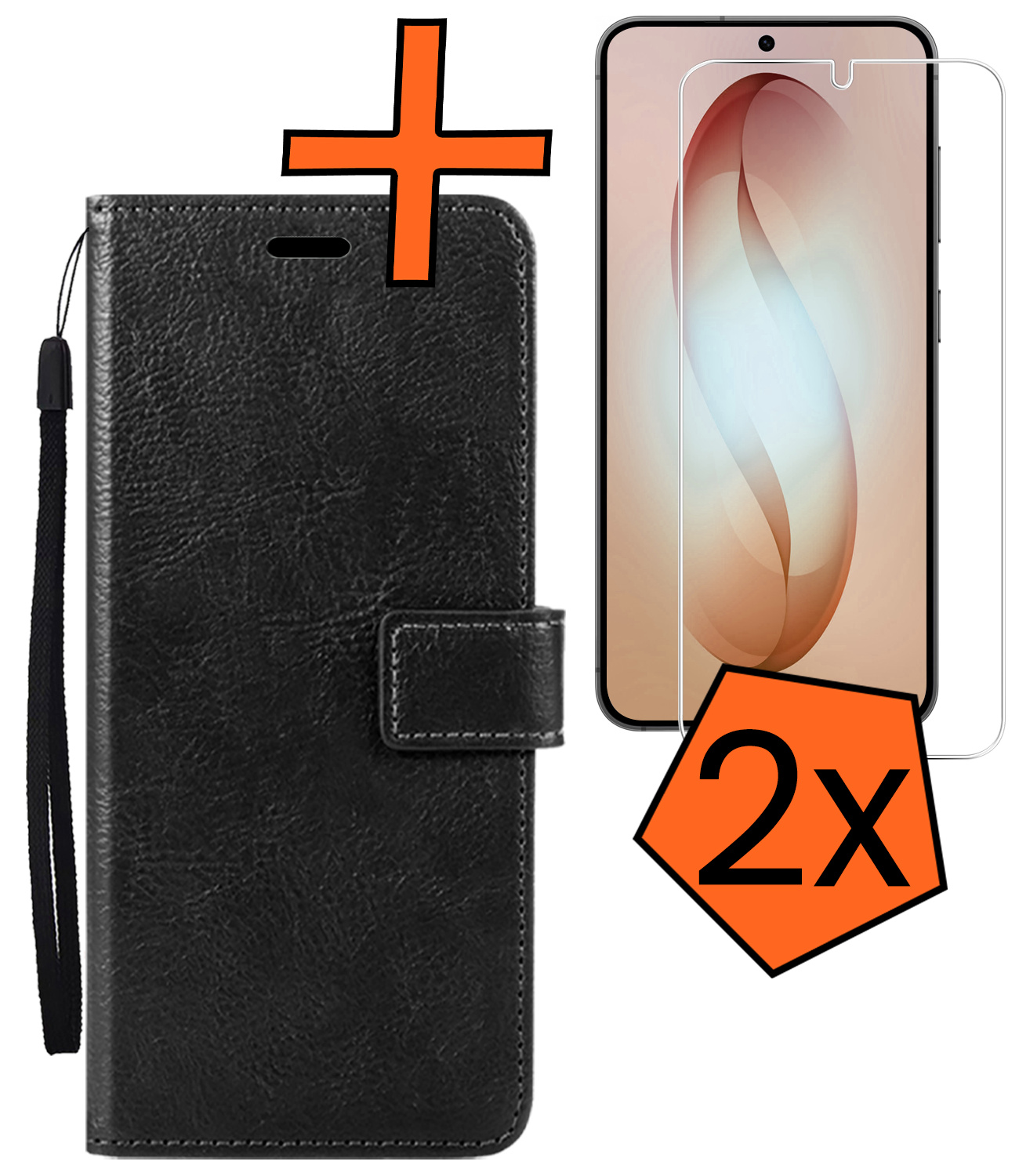 Nomfy Nomfy Samsung Galaxy S26 Hoesje Bookcase Met 2x Screenprotector - Zwart