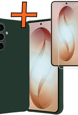 Nomfy Nomfy Samsung Galaxy S26 Plus Hoesje Siliconen Met Screenprotector - Donkergroen