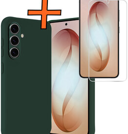 Nomfy Nomfy Samsung Galaxy S26 Plus Hoesje Siliconen Met Screenprotector - Donkergroen