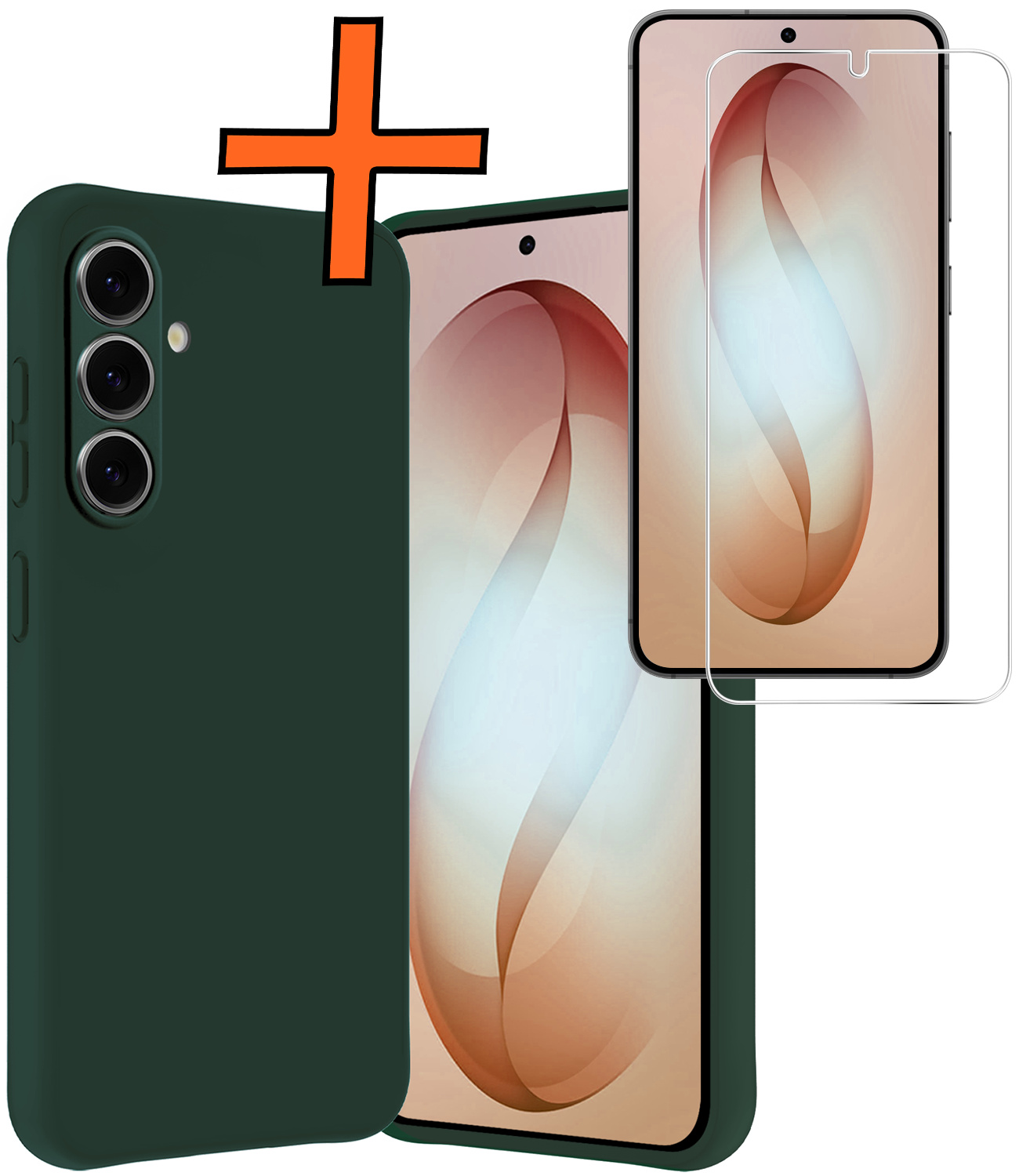 Nomfy Nomfy Samsung Galaxy S26 Plus Hoesje Siliconen Met Screenprotector - Donkergroen