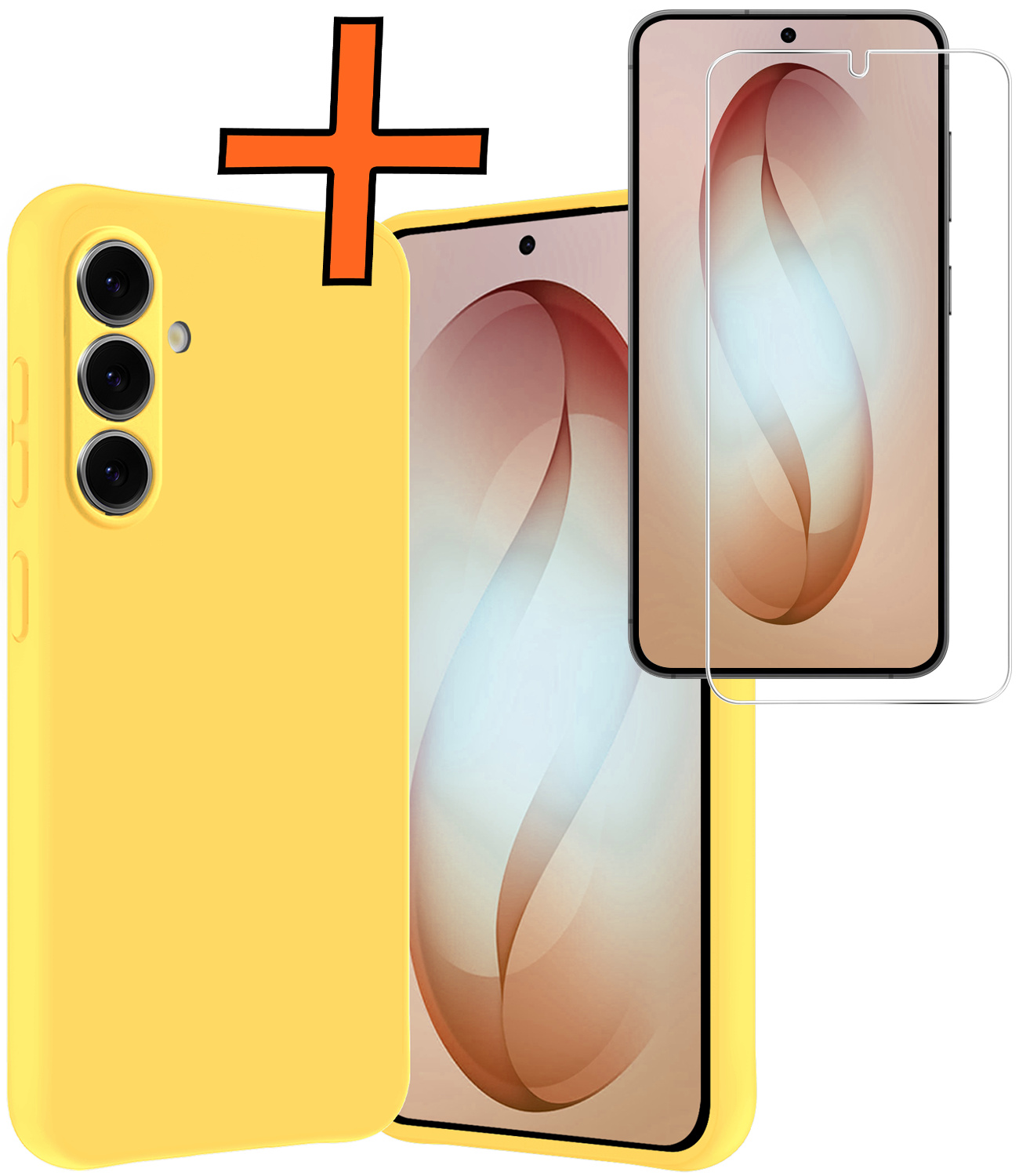 Nomfy Nomfy Samsung Galaxy S26 Plus Hoesje Siliconen Met Screenprotector - Geel