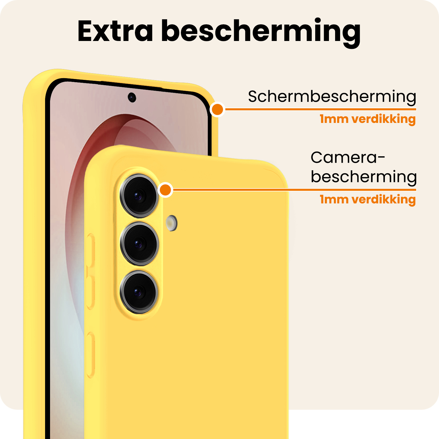 Nomfy Nomfy Samsung Galaxy S26 Plus Hoesje Siliconen Met Screenprotector - Geel