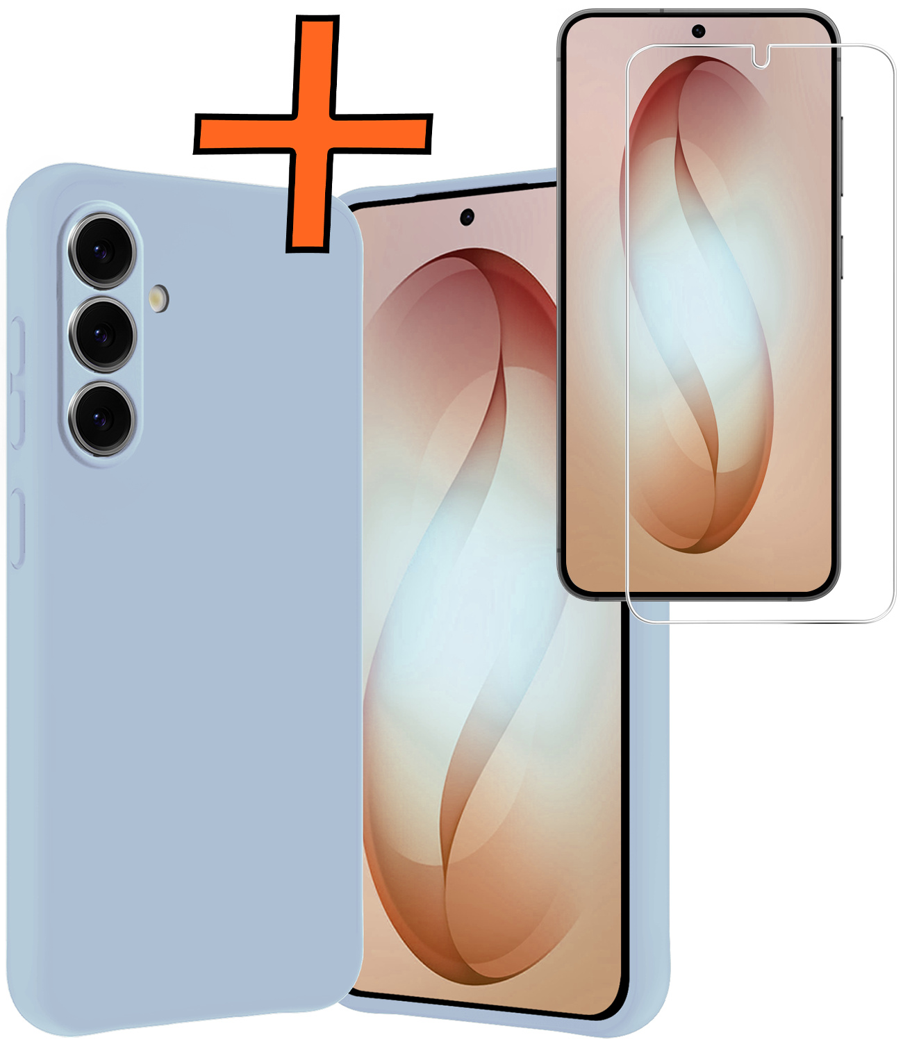 Nomfy Nomfy Samsung Galaxy S26 Plus Hoesje Siliconen Met Screenprotector - Lichtblauw