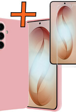 Nomfy Nomfy Samsung Galaxy S26 Plus Hoesje Siliconen Met Screenprotector - Lichtroze