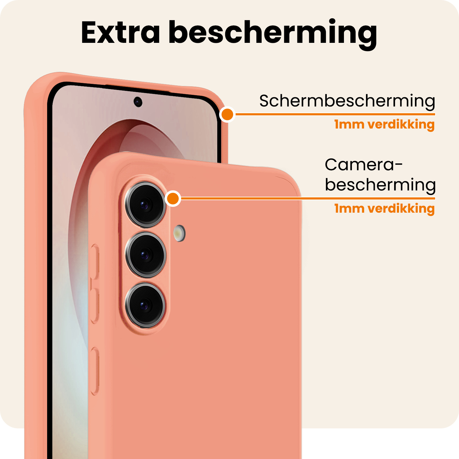 Nomfy Nomfy Samsung Galaxy S26 Plus Hoesje Siliconen Met Screenprotector - Perzik