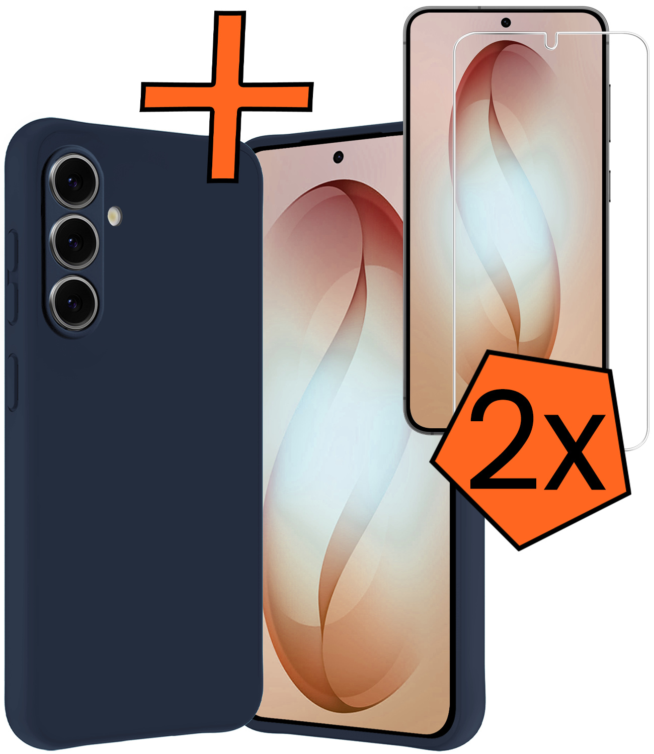 Nomfy Nomfy Samsung Galaxy S26 Plus Hoesje Siliconen Met 2x Screenprotector - Donkerblauw