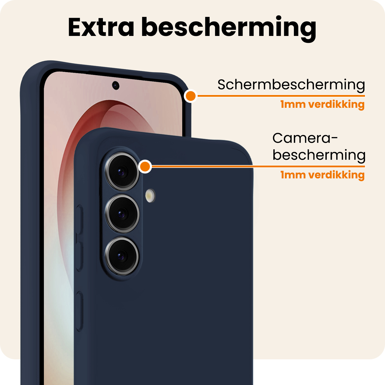 Nomfy Nomfy Samsung Galaxy S26 Plus Hoesje Siliconen Met 2x Screenprotector - Donkerblauw