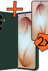 Nomfy Nomfy Samsung Galaxy S26 Plus Hoesje Siliconen Met 2x Screenprotector - Donkergroen