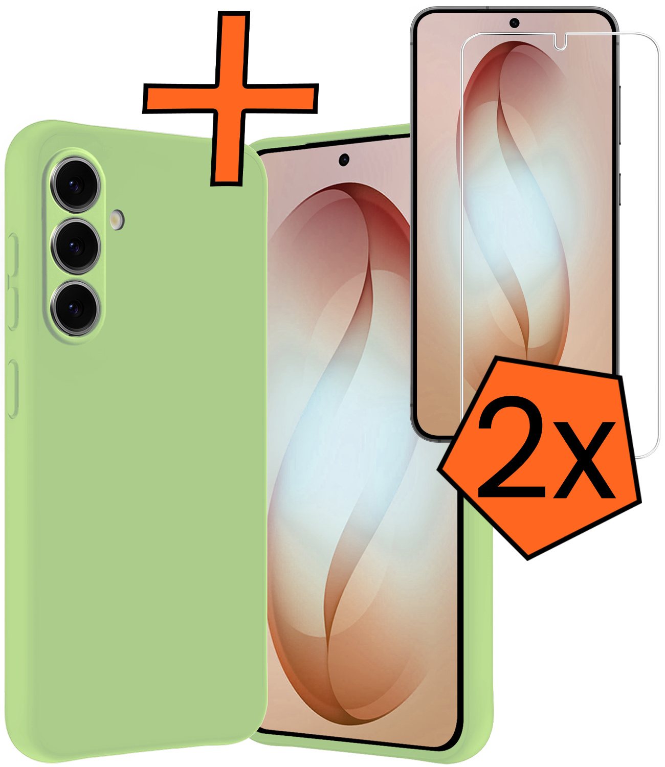 Nomfy Nomfy Samsung Galaxy S26 Plus Hoesje Siliconen Met 2x Screenprotector - Groen