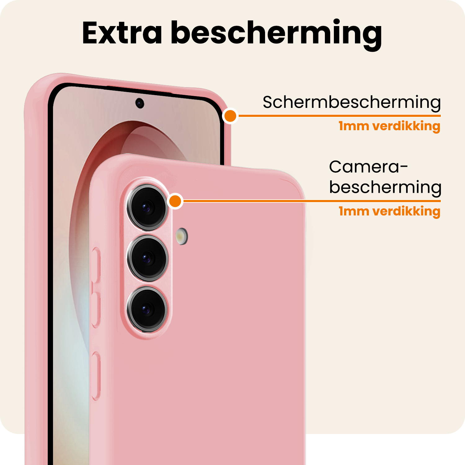 Nomfy Nomfy Samsung Galaxy S26 Plus Hoesje Siliconen Met 2x Screenprotector - Lichtroze