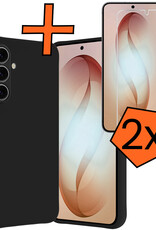 Nomfy Nomfy Samsung Galaxy S26 Plus Hoesje Siliconen Met 2x Screenprotector - Zwart