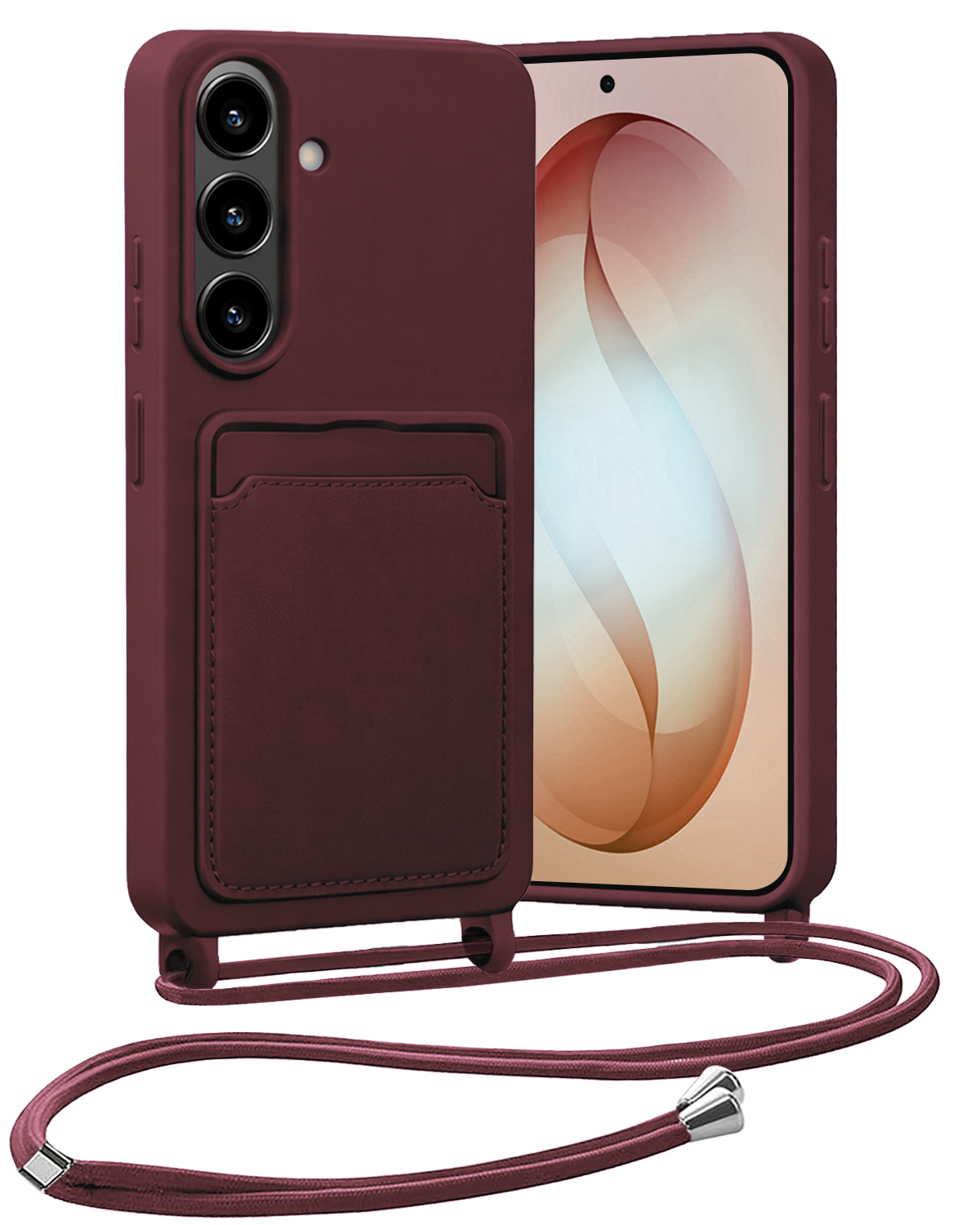 Nomfy Nomfy Samsung Galaxy S26 Plus Hoesje Pashouder met Koord - Aubergine