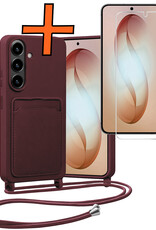 Nomfy Nomfy Samsung Galaxy S26 Plus Hoesje Pashouder met Koord Met Screenprotector - Aubergine