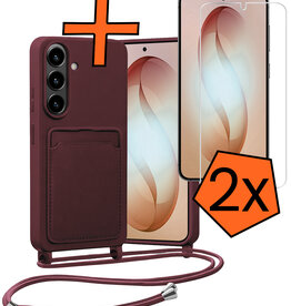 Nomfy Nomfy Samsung Galaxy S26 Plus Hoesje Pashouder met Koord Met 2x Screenprotector - Aubergine