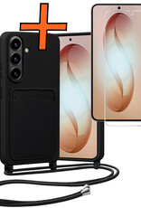 Nomfy Nomfy Samsung Galaxy S26 Plus Hoesje Pashouder met Koord Met Screenprotector - Zwart