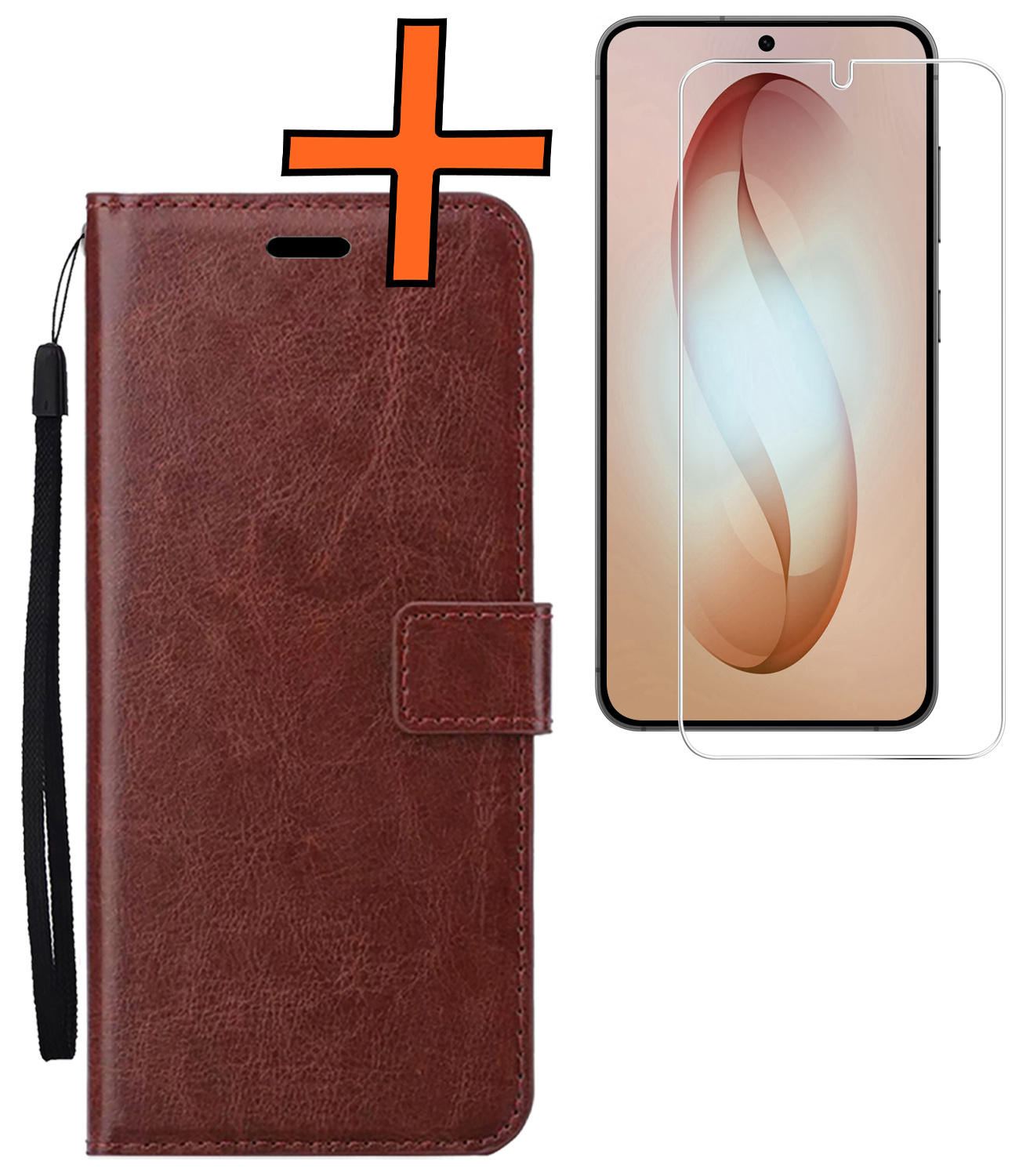 Nomfy Nomfy Samsung Galaxy S26 Plus Hoesje Bookcase Met Screenprotector - Bruin