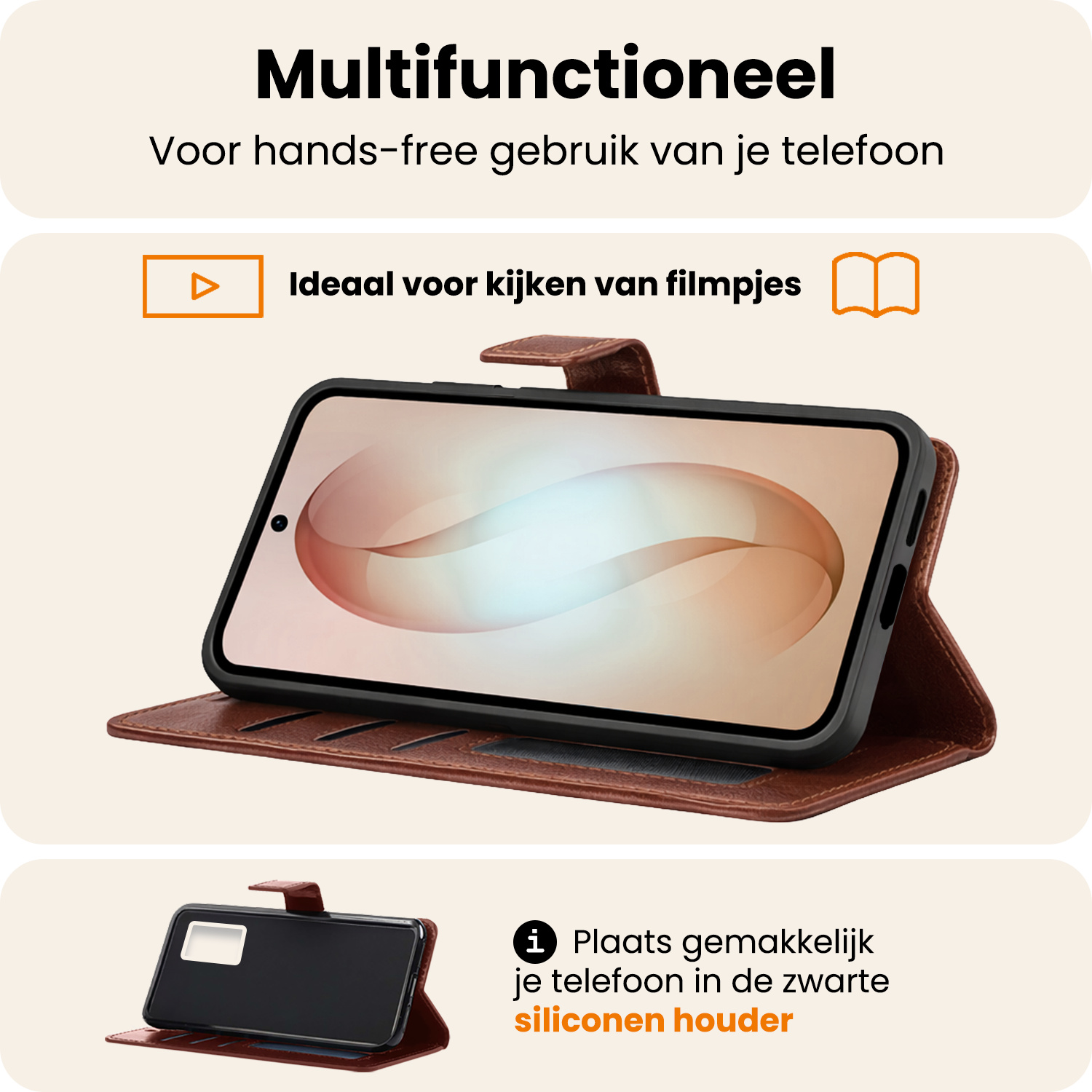 Nomfy Nomfy Samsung Galaxy S26 Plus Hoesje Bookcase Met Screenprotector - Bruin