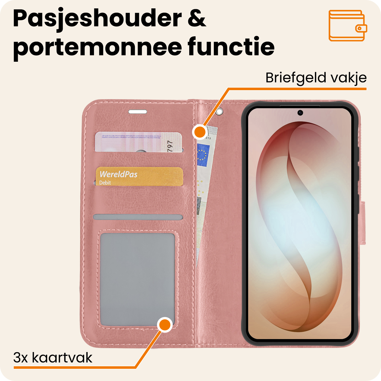 Nomfy Nomfy Samsung Galaxy S26 Plus Hoesje Bookcase Met Screenprotector - Rose Goud