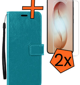 Nomfy Nomfy Samsung Galaxy S26 Plus Hoesje Bookcase Met 2x Screenprotector - Turquoise
