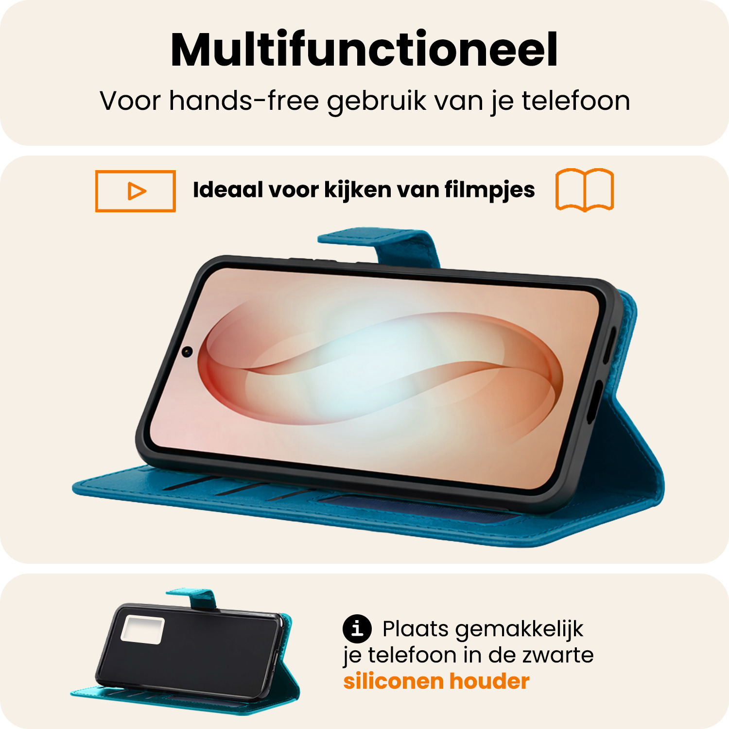 Nomfy Nomfy Samsung Galaxy S26 Plus Hoesje Bookcase Met 2x Screenprotector - Turquoise