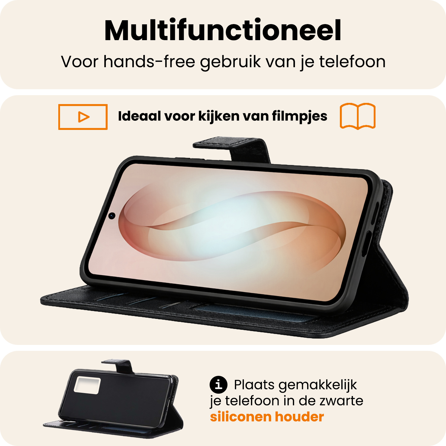 Nomfy Nomfy Samsung Galaxy S26 Plus Hoesje Bookcase Met 2x Screenprotector - Zwart