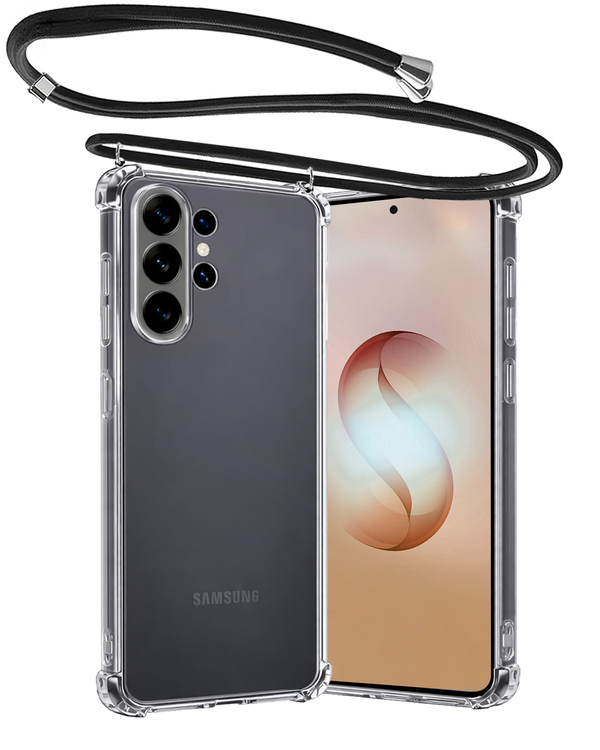 Nomfy Nomfy Samsung Galaxy S26 Ultra Hoesje Transparant Shockproof Met Zwart Koord