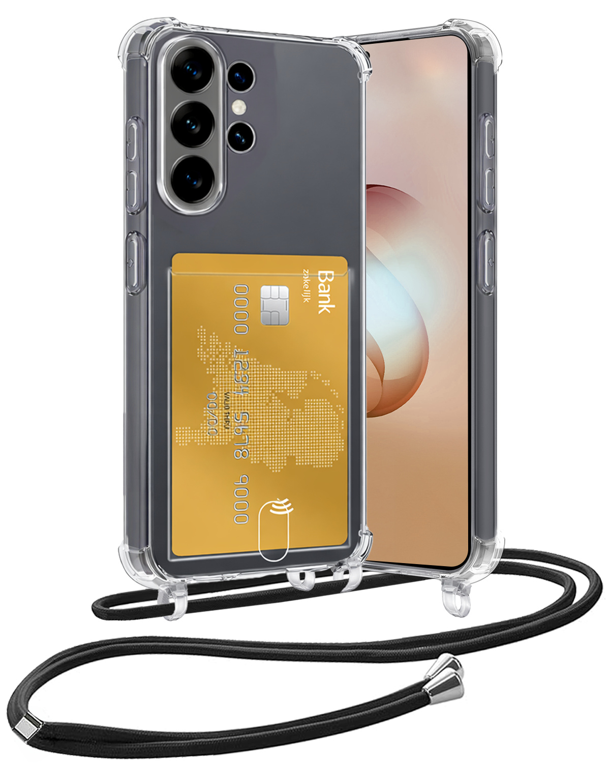 Nomfy Nomfy Samsung Galaxy S26 Ultra Hoesje Pashouder met Koord