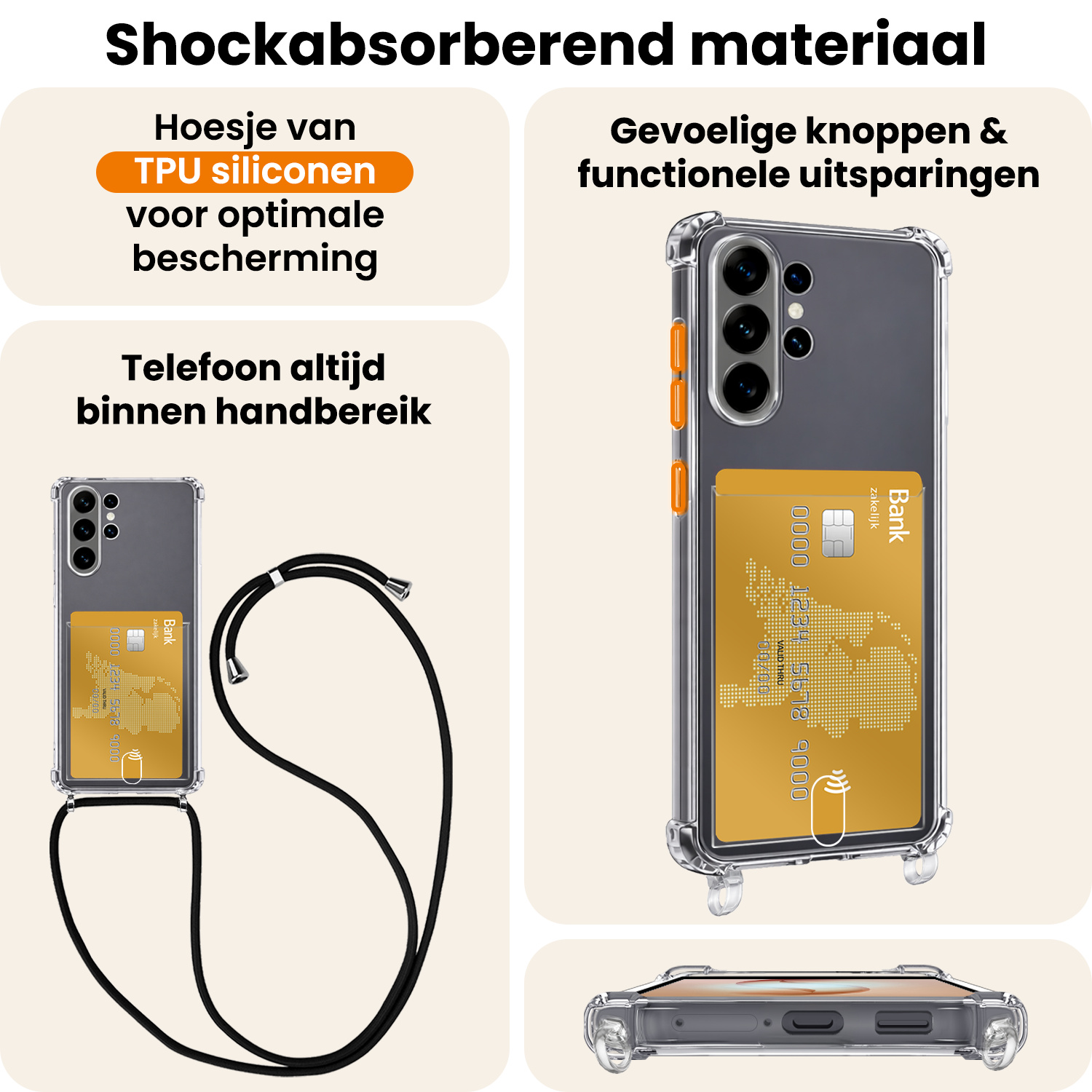 Nomfy Nomfy Samsung Galaxy S26 Ultra Hoesje Pashouder met Koord