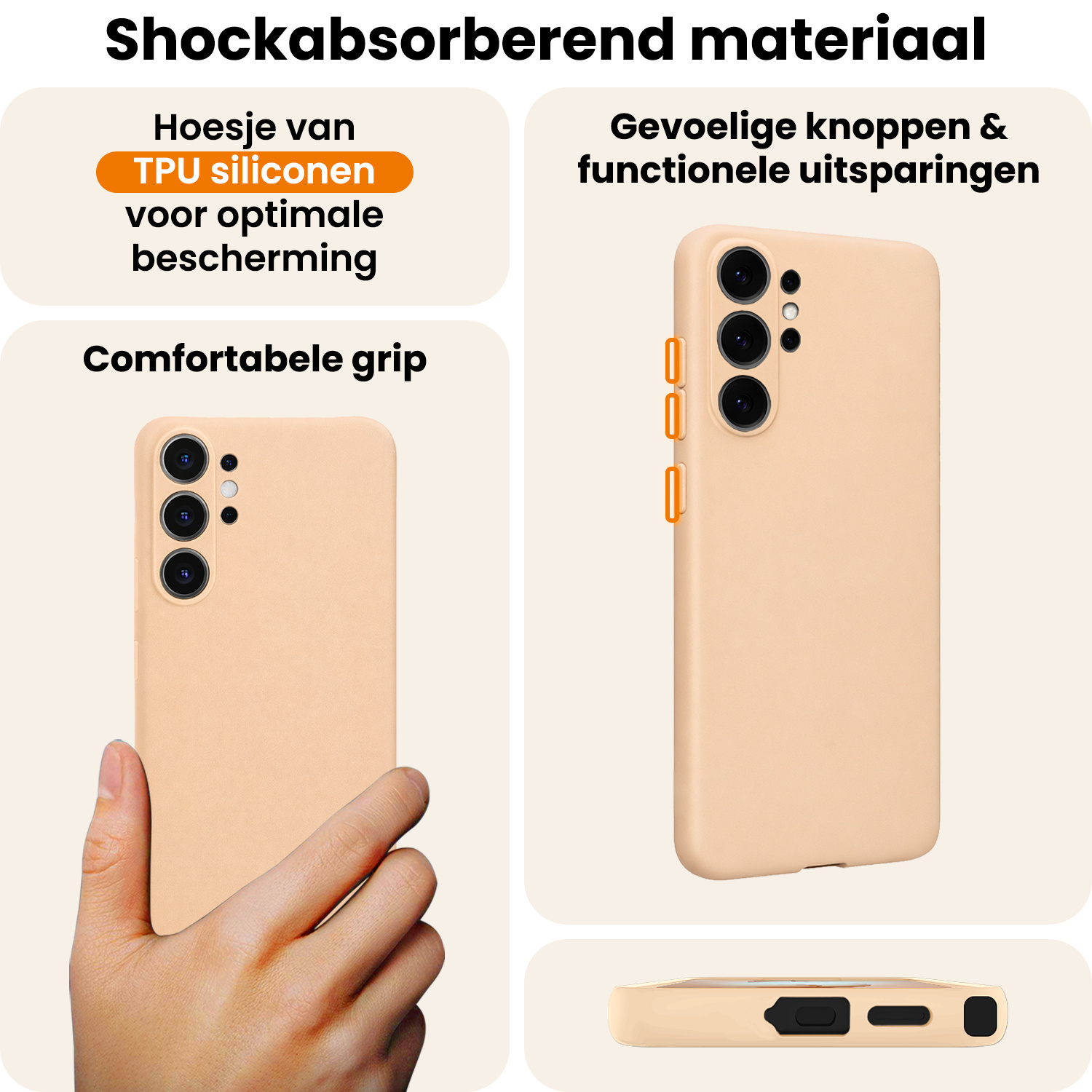 Nomfy Nomfy Samsung Galaxy S26 Ultra Hoesje Siliconen - Zand - 2 PACK