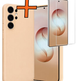 Nomfy Nomfy Samsung Galaxy S26 Ultra Hoesje Siliconen Met Screenprotector - Zand