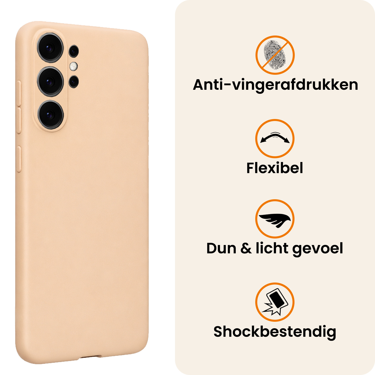 Nomfy Nomfy Samsung Galaxy S26 Ultra Hoesje Siliconen Met Screenprotector - Zand