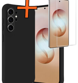 Nomfy Nomfy Samsung Galaxy S26 Ultra Hoesje Siliconen Met Screenprotector - Zwart