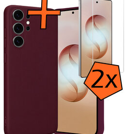 Nomfy Nomfy Samsung Galaxy S26 Ultra Hoesje Siliconen Met 2x Screenprotector - Aubergine