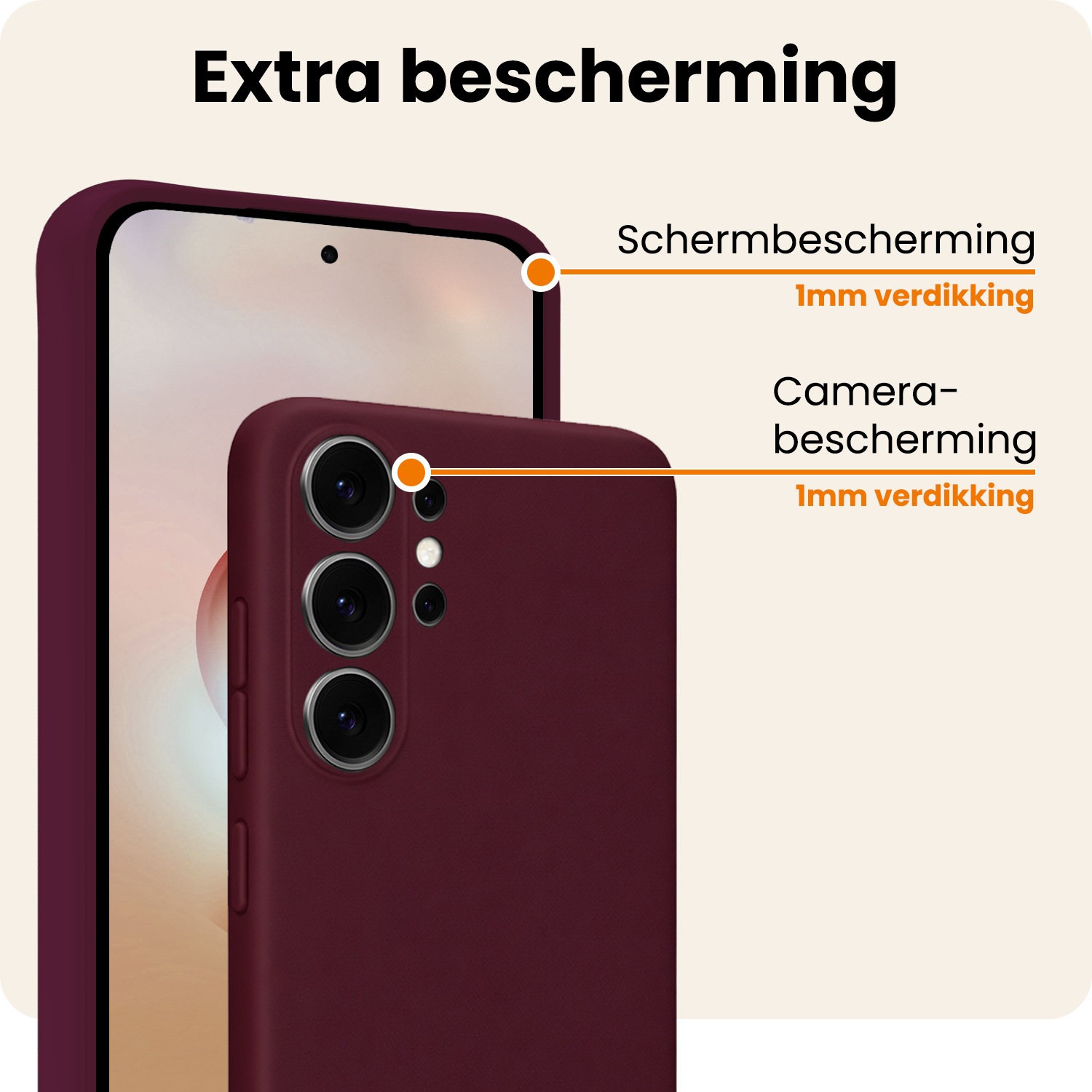 Nomfy Nomfy Samsung Galaxy S26 Ultra Hoesje Siliconen Met 2x Screenprotector - Aubergine