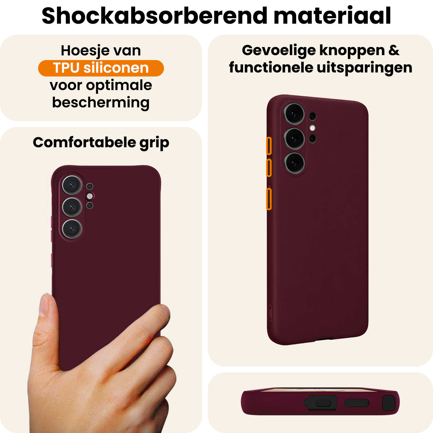 Nomfy Nomfy Samsung Galaxy S26 Ultra Hoesje Siliconen Met 2x Screenprotector - Aubergine
