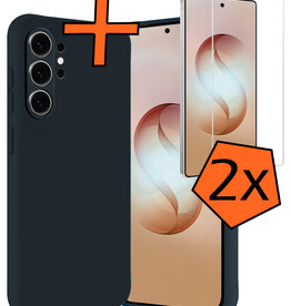 Nomfy Nomfy Samsung Galaxy S26 Ultra Hoesje Siliconen Met 2x Screenprotector - Donkerblauw