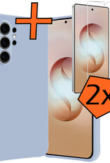 Nomfy Nomfy Samsung Galaxy S26 Ultra Hoesje Siliconen Met 2x Screenprotector - Lichtblauw