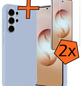 Nomfy Nomfy Samsung Galaxy S26 Ultra Hoesje Siliconen Met 2x Screenprotector - Lichtblauw