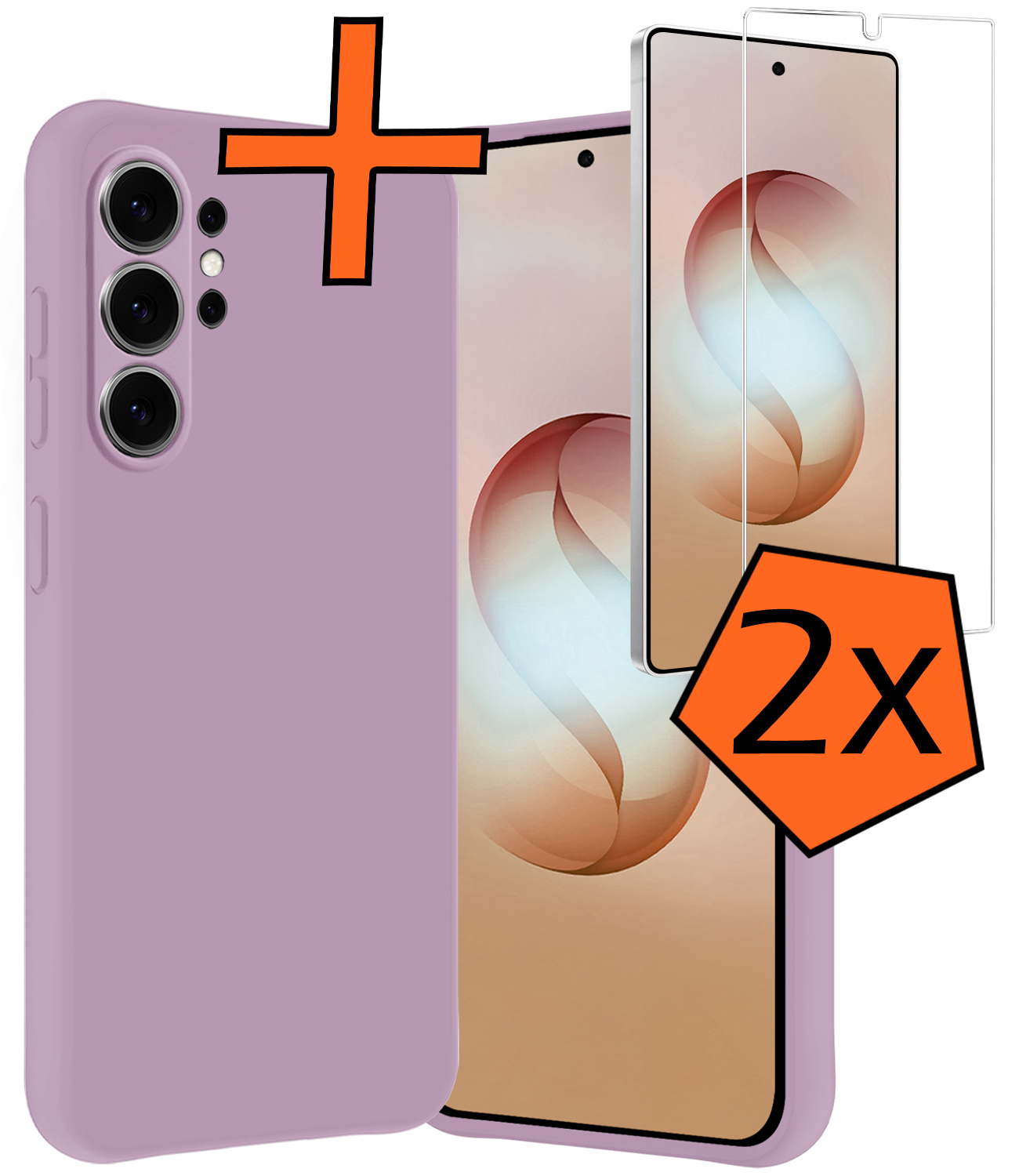 Nomfy Nomfy Samsung Galaxy S26 Ultra Hoesje Siliconen Met 2x Screenprotector - Lila