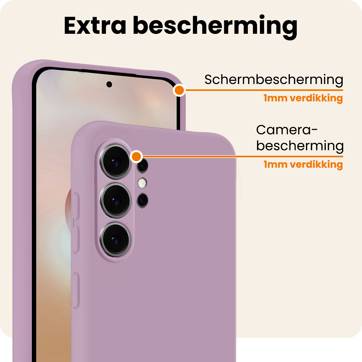 Nomfy Nomfy Samsung Galaxy S26 Ultra Hoesje Siliconen Met 2x Screenprotector - Lila