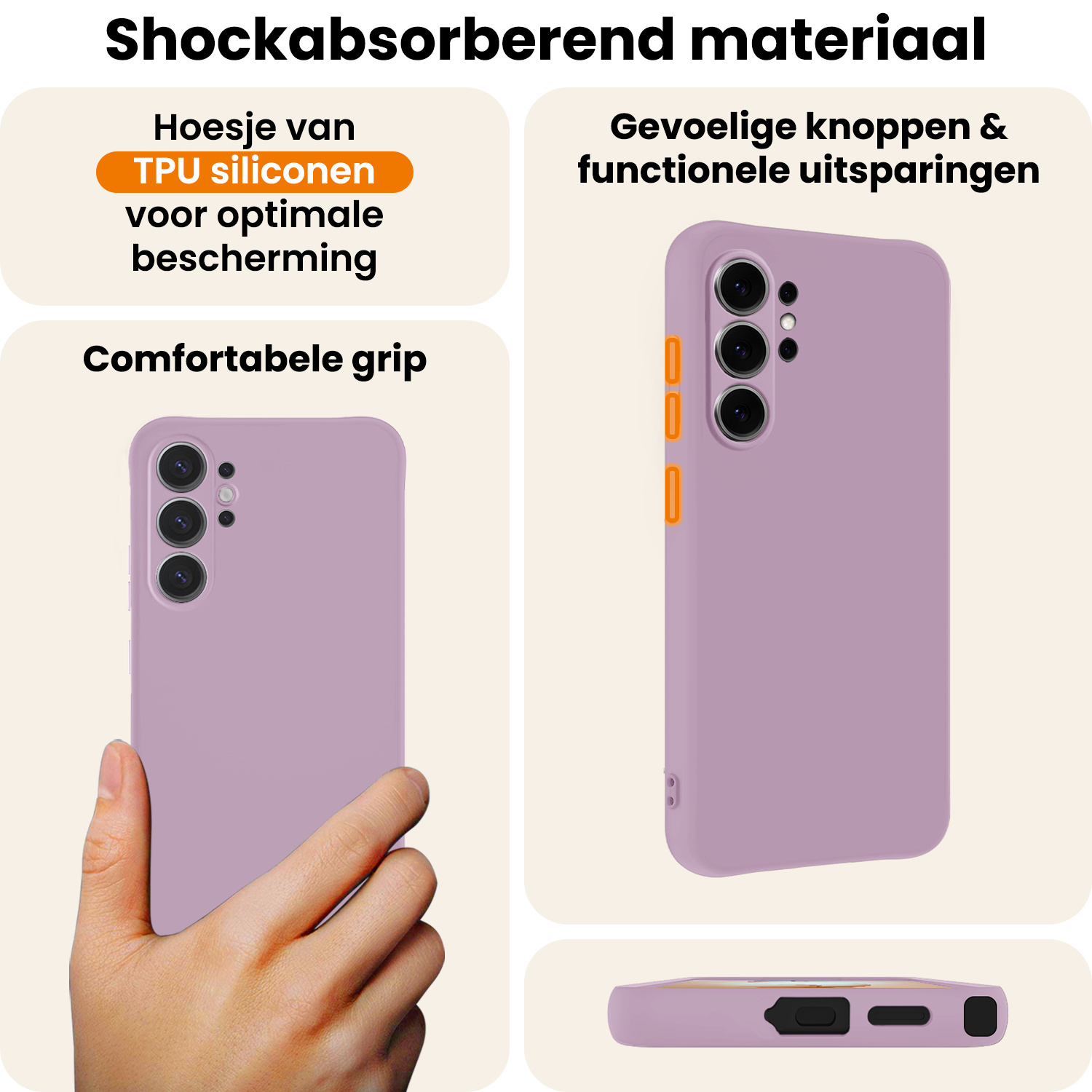 Nomfy Nomfy Samsung Galaxy S26 Ultra Hoesje Siliconen Met 2x Screenprotector - Lila