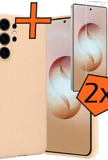 Nomfy Nomfy Samsung Galaxy S26 Ultra Hoesje Siliconen Met 2x Screenprotector - Zand