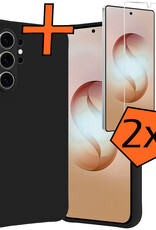 Nomfy Nomfy Samsung Galaxy S26 Ultra Hoesje Siliconen Met 2x Screenprotector - Zwart