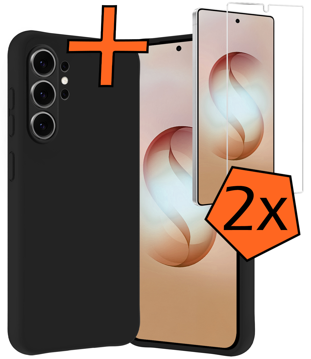 Nomfy Nomfy Samsung Galaxy S26 Ultra Hoesje Siliconen Met 2x Screenprotector - Zwart