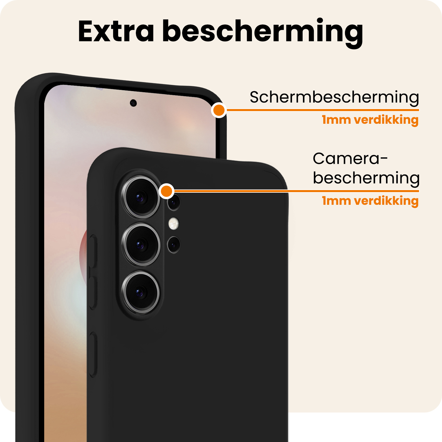 Nomfy Nomfy Samsung Galaxy S26 Ultra Hoesje Siliconen Met 2x Screenprotector - Zwart