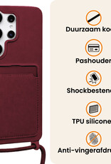 Nomfy Nomfy Samsung Galaxy S26 Ultra Hoesje Pashouder met Koord - Aubergine - 2 PACK