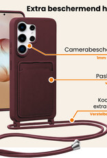 Nomfy Nomfy Samsung Galaxy S26 Ultra Hoesje Pashouder met Koord Met Screenprotector - Aubergine