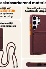 Nomfy Nomfy Samsung Galaxy S26 Ultra Hoesje Pashouder met Koord Met 2x Screenprotector - Aubergine