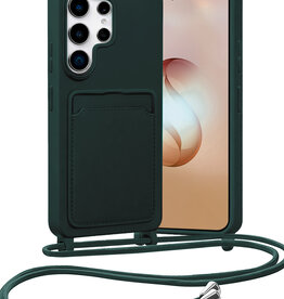 Nomfy Nomfy Samsung Galaxy S26 Ultra Hoesje Pashouder met Koord - Donkergroen