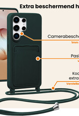 Nomfy Nomfy Samsung Galaxy S26 Ultra Hoesje Pashouder met Koord Met 2x Screenprotector - Donkergroen